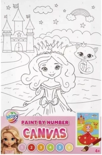 Värvimine numbrite järgi lastele – printsess lossi juures 30 × 19 cm