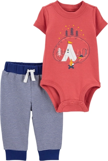 Carter’s 2-osaline komplekt poistele Dino Stripes (lühikeste varrukatega bodi + dressipüksid) 12 m