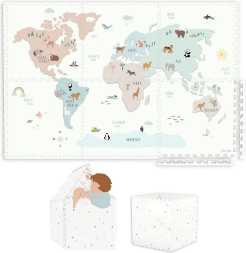 Play&Go EEVAA EVA foam play mat 2-in-1 with storage box World map