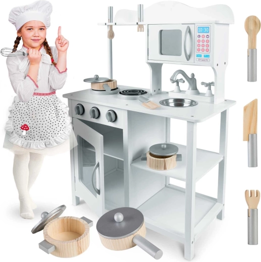 Puidust laste mänguköök 60 × 30 × 85 cm valge RICOKIDS