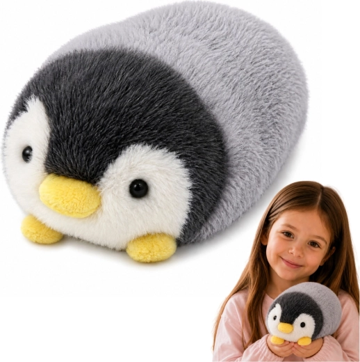 Pehme plüüsist pingviin hall-valge 16 cm – 1 tk