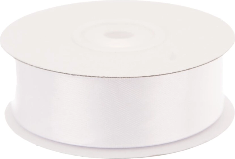 Valge satiinpael 25 mm × 25 m