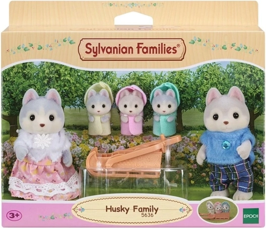 Husky Family SYLVANIAN FAMILIES – figure set with sled