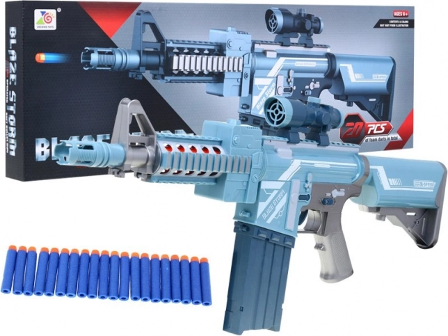 Hõbedane laste BLAZE STORM kuulipilduja optikaga ja 20 vahukuuliga, 6+