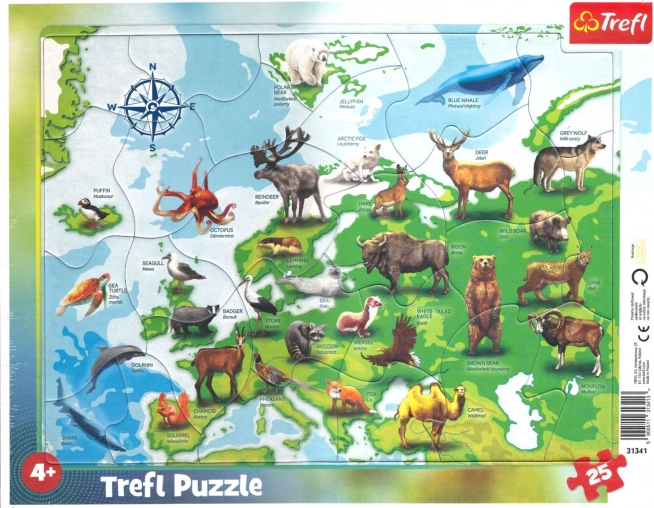 TREFL Puzzle Map of Europe with Animals 25 Pieces
