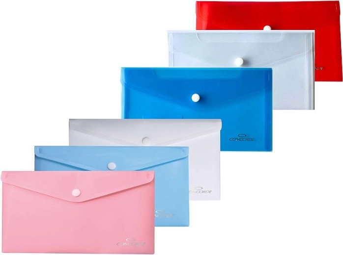 DL CONCORDE Snap-Button Document Folders, assorted colors
