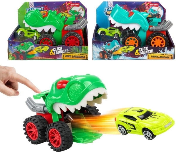 Dinosauruse väljalennutav auto väikese autoga