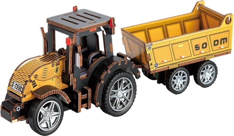 2Kids Toys 3D wooden puzzle tractor with trailer