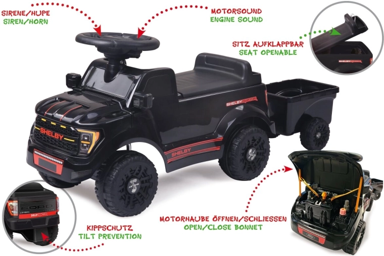 Shelby Ford F-150 Raptor musta sõidetav auto koos haagisega
