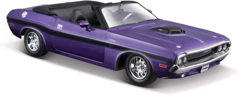 Maisto 1970 Dodge Challenger R/T kabriolett – metallmudel 1:24, lilla metallik