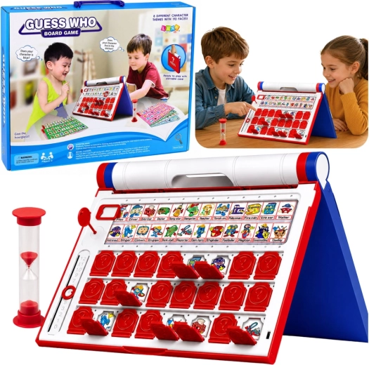 Guess Who guessing board game with carry case and sand timer (timed mode)