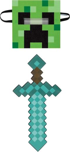 Minecraft set: Creeper mask and foam sword
