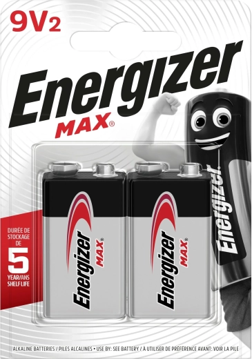 Energizer Max leeliseline 9V patarei, 2 tk