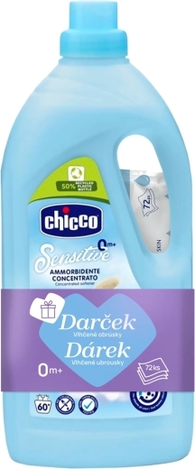 Chicco pesupehmendaja Baby Sensitive Magus puudrilõhn 1,5 l (60 pesukorda) + niisked salvrätikud 72 tk