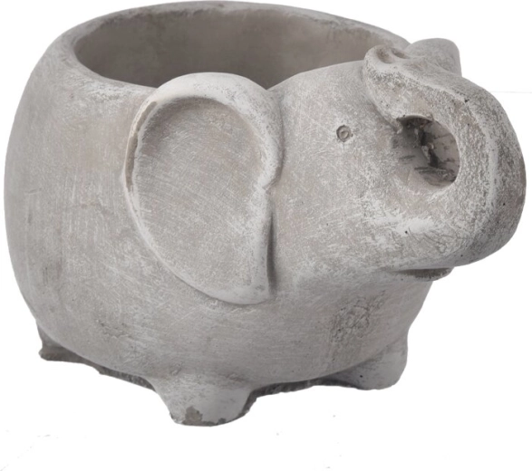 Decorative concrete elephant planter, grey, 19 × 12 × 12 cm