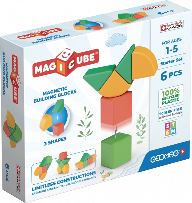 Geomag Magicube Shapes – magnetiline ehituskomplekt kõige väiksematele, 6 osa