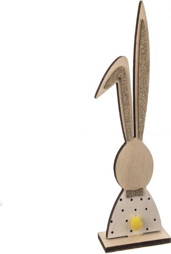 Wooden rabbit decoration white-brown 26 cm