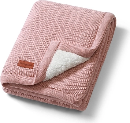 Babyono cotton blanket with sherpa fleece lining 75 × 100 cm pink