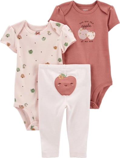 Carter's 3-osaline beebikomplekt Pink Apple – 2× lühikese varrukaga bodi ja retuusid