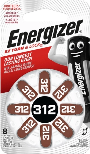 Energizer 312 kuulmepatareide nööppatareid, 8 tk