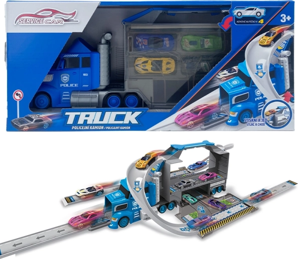 Police Truck 2-in-1 with 4 Cars and Traffic Signs
