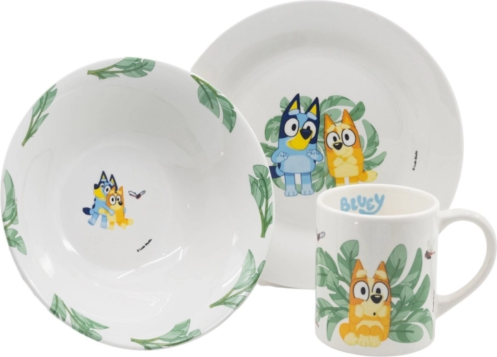Bluey kinkekomplekt: taldrik, kauss ja kruus (3-osaline)