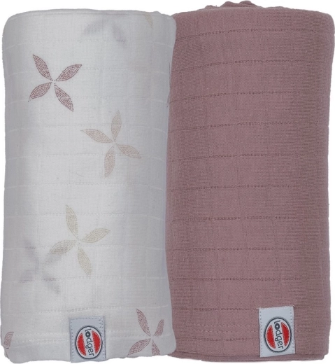 Lodger swaddler Solid matcha powder/rose 110 × 110 cm, set of 2 pieces