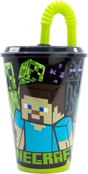 Laste joogitops kõrrega Minecraft 430 ml must