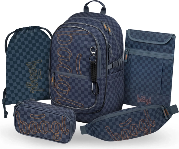 Baagl school set 5 pcs Core Ska blue – backpack, pencil case, drawstring bag, waist bag and laptop sleeve (GRS)