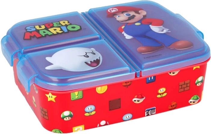 Suur lõunasöögikarp Stor Super Mario 3 sektsiooniga (sinine-punane)