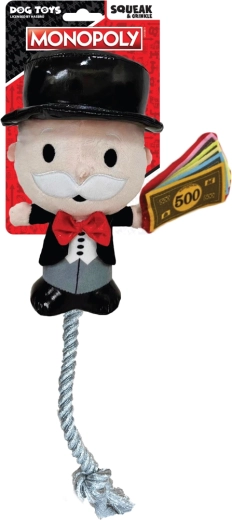 Pehmest plüüsist köievedu koertele MONOPOLY Mr. Monopoly köiega 20 cm