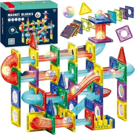 Woopie Magnetic Construction Set 3D Marble Run, 105 Pieces
