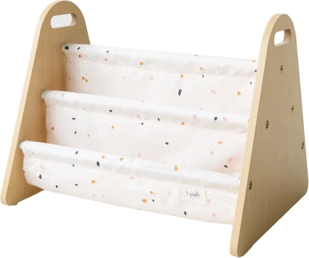 3 Sprouts double-sided book rack terrazzo cream