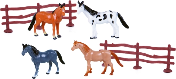Horses with paddock – set of 4 little horses