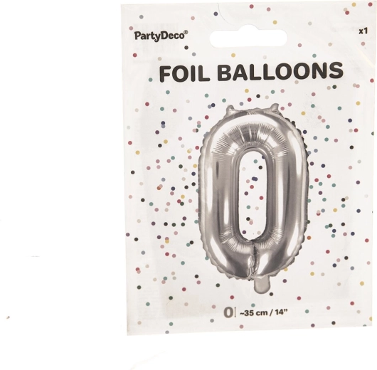 Foil Balloon Number 0 Silver 35 cm
