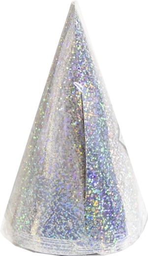 Silver Paper Party Hats (6 pcs)