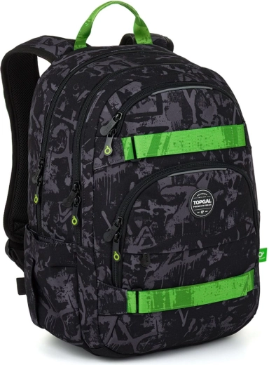 Topgal Viki graffiti green student backpack