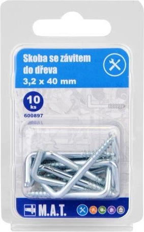 Wood screw hook 40 × 3.2 mm, galvanized (10 pcs)