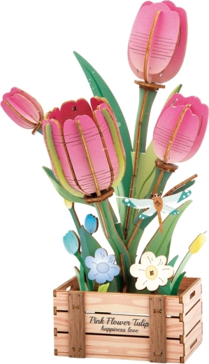2Kids Toys 3D wooden model kit pink tulip