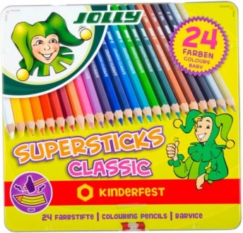 JOLLY Supersticks värvipliiatsid metallkarbis, 24 värvi