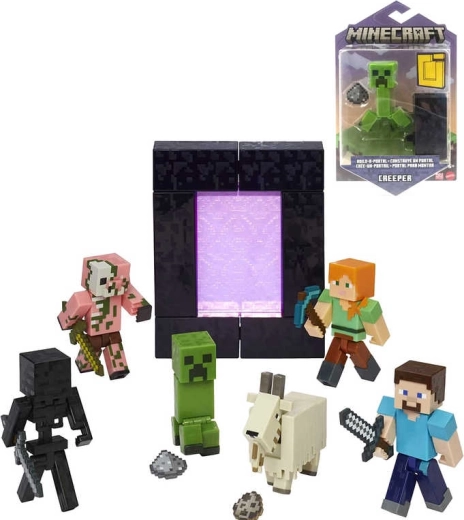Mattel Minecraft articulated Build-A-Portal figure 8 cm with accessories (various types) - 1 piece