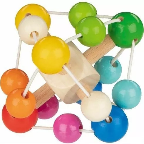 Heimess colorful wooden rattle with beads