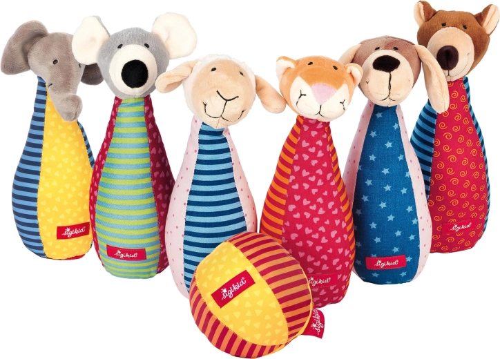 Soft bowling pins for children Sigikid – patchwork animal set