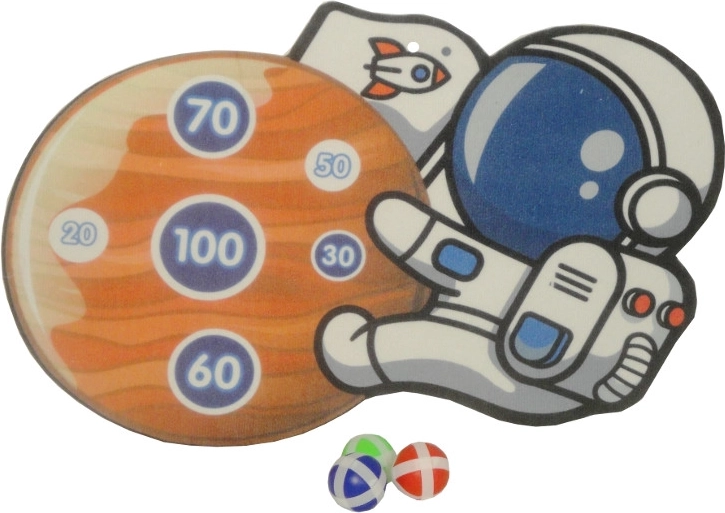 Laste märklauamäng takjapallidega – kosmoseteemaline astronaudi motiiv