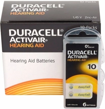 Kuuldeaparaatide patareid DURACELL Activair 10, 6 tk