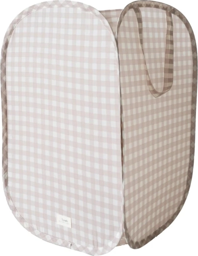 3 Sprouts Foldable Storage Basket recycled gingham beige
