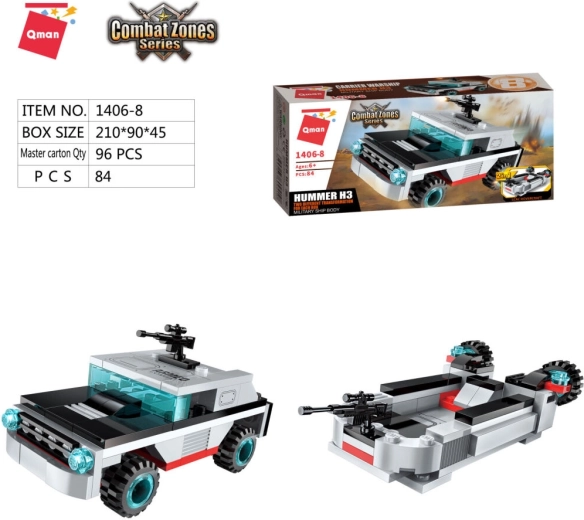 Qman Aircraft Carrier auto Hummer H3 2v1 ehituskomplekt (84 detaili)