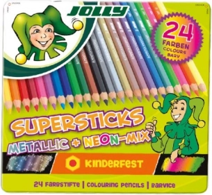 Supersticks värvipliiatsid 24 värvi, sh metallik- ja neoonvärvid