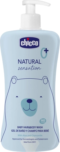 Chicco Natural Sensation šampoon juustele ja kehale aaloe ja kummeliga 500 ml