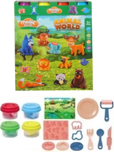 Plastiliinikomplekt loomakeste, vormide ja tarvikutega (4 värvi)